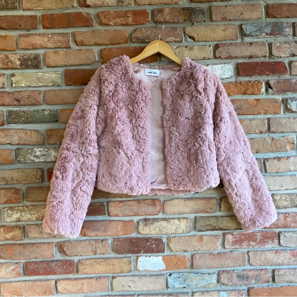 Women’s Pink Faux Fur Jacket - Line & Dot - Size Small